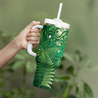 Matariki New Zealand Maori Silver Fern Tumbler With Handle Galaxy Green Sky Style