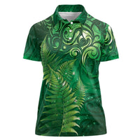 Matariki New Zealand Maori Silver Fern Women Polo Shirt Galaxy Green Sky Style LT03 Female Green - Polynesian Pride