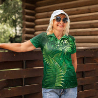 Matariki New Zealand Maori Silver Fern Women Polo Shirt Galaxy Green Sky Style LT03 - Polynesian Pride