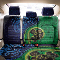 New Zealand Matariki Fern Frond Koru Back Car Seat Cover with Galaxy Blue Sky and Green Paua Shell Art LT03 - Polynesian Pride