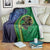 New Zealand Matariki Fern Frond Koru Blanket with Galaxy Blue Sky and Green Paua Shell Art