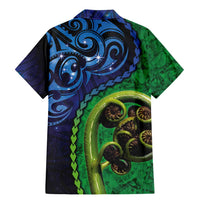New Zealand Matariki Fern Frond Koru Family Matching Mermaid Dress and Hawaiian Shirt with Galaxy Blue Sky and Green Paua Shell Art LT03 - Polynesian Pride