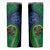 New Zealand Matariki Fern Frond Koru Skinny Tumbler with Galaxy Blue Sky and Green Paua Shell Art