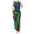 New Zealand Matariki Fern Frond Koru Tank Maxi Dress with Galaxy Blue Sky and Green Paua Shell Art