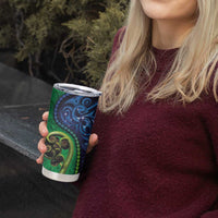 New Zealand Matariki Fern Frond Koru Tumbler Cup with Galaxy Blue Sky and Green Paua Shell Art LT03 - Polynesian Pride