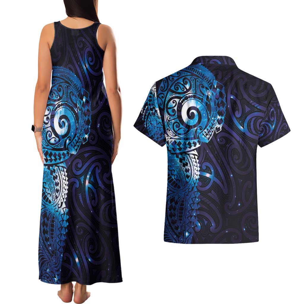 Matariki New Zealand Maori Koru Art Tattoo Couples Matching Tank Maxi Dress and Hawaiian Shirt New Year Galaxy Blue Sky Style LT03 - Polynesian Pride