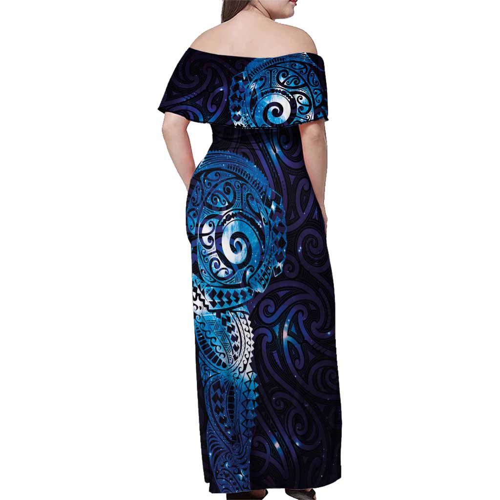 Matariki New Zealand Maori Koru Art Tattoo Family Matching Off Shoulder Maxi Dress and Hawaiian Shirt New Year Galaxy Blue Sky Style LT03 - Polynesian Pride