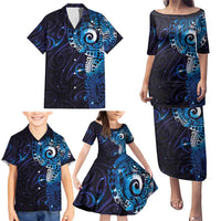 Matariki New Zealand Maori Koru Art Tattoo Family Matching Puletasi and Hawaiian Shirt New Year Galaxy Blue Sky Style LT03 - Polynesian Pride