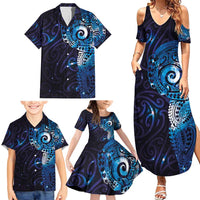 Matariki New Zealand Maori Koru Art Tattoo Family Matching Summer Maxi Dress and Hawaiian Shirt New Year Galaxy Blue Sky Style LT03 - Polynesian Pride