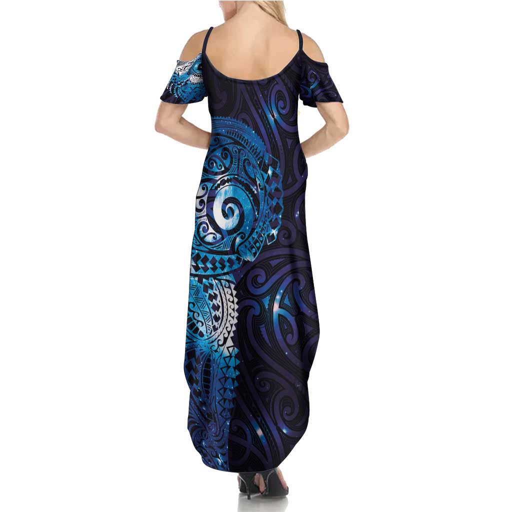 Matariki New Zealand Maori Koru Art Tattoo Family Matching Summer Maxi Dress and Hawaiian Shirt New Year Galaxy Blue Sky Style LT03 - Polynesian Pride