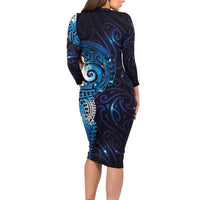 Matariki New Zealand Maori Koru Art Tattoo Long Sleeve Bodycon Dress New Year Galaxy Blue Sky Style LT03 - Polynesian Pride