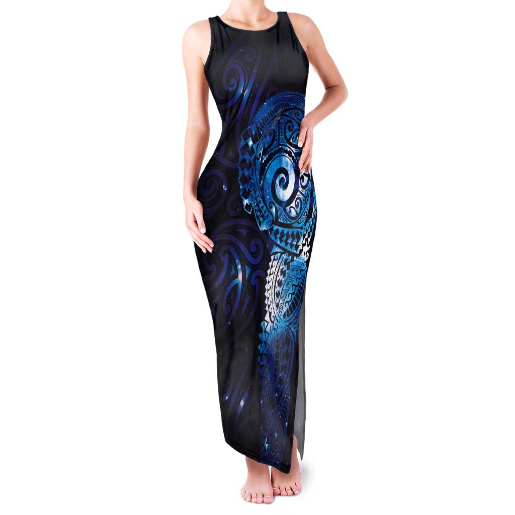 Matariki New Zealand Maori Koru Art Tattoo Tank Maxi Dress New Year Galaxy Blue Sky Style LT03 Women Blue - Polynesian Pride