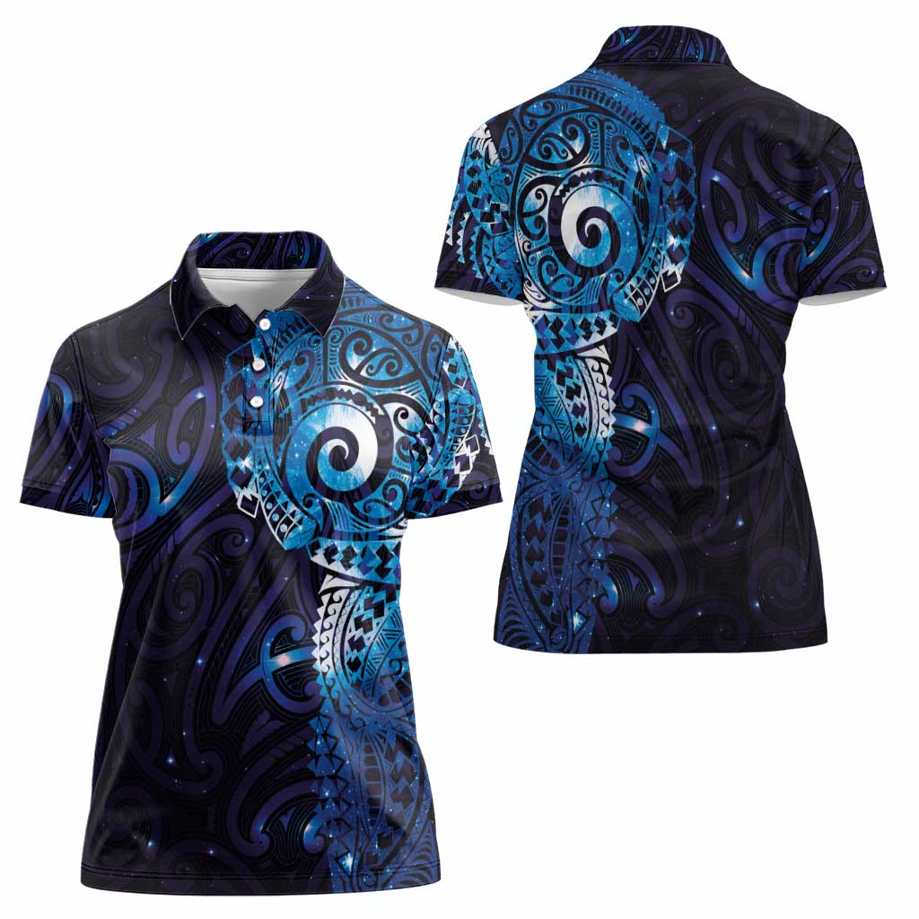 Matariki New Zealand Maori Koru Art Tattoo Women Polo Shirt New Year Galaxy Blue Sky Style LT03 - Polynesian Pride