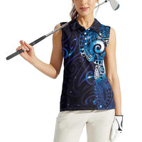 Matariki New Zealand Maori Koru Art Tattoo Women Sleeveless Polo Shirt New Year Galaxy Blue Sky Style LT03 - Polynesian Pride