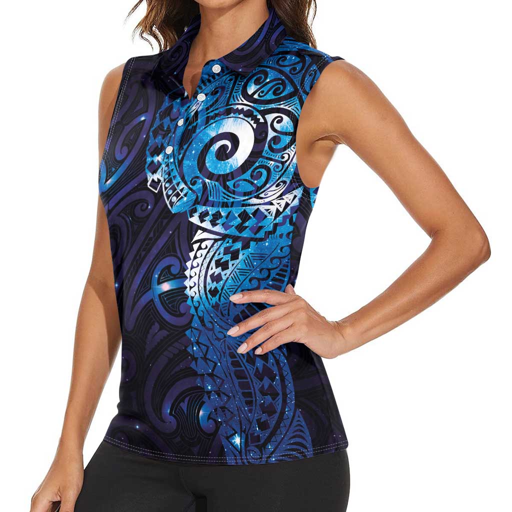 Matariki New Zealand Maori Koru Art Tattoo Women Sleeveless Polo Shirt New Year Galaxy Blue Sky Style LT03 - Polynesian Pride