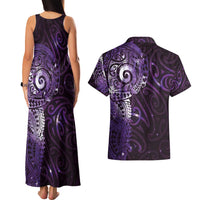Matariki New Zealand Maori Koru Art Tattoo Couples Matching Tank Maxi Dress and Hawaiian Shirt New Year Galaxy Purple Sky Style LT03 - Polynesian Pride