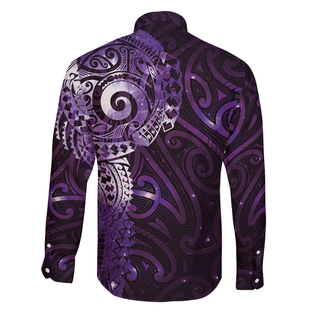 Matariki New Zealand Maori Koru Art Tattoo Family Matching Puletasi and Hawaiian Shirt New Year Galaxy Purple Sky Style LT03 - Polynesian Pride