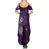 Matariki New Zealand Maori Koru Art Tattoo Family Matching Summer Maxi Dress and Hawaiian Shirt New Year Galaxy Purple Sky Style LT03 - Polynesian Pride