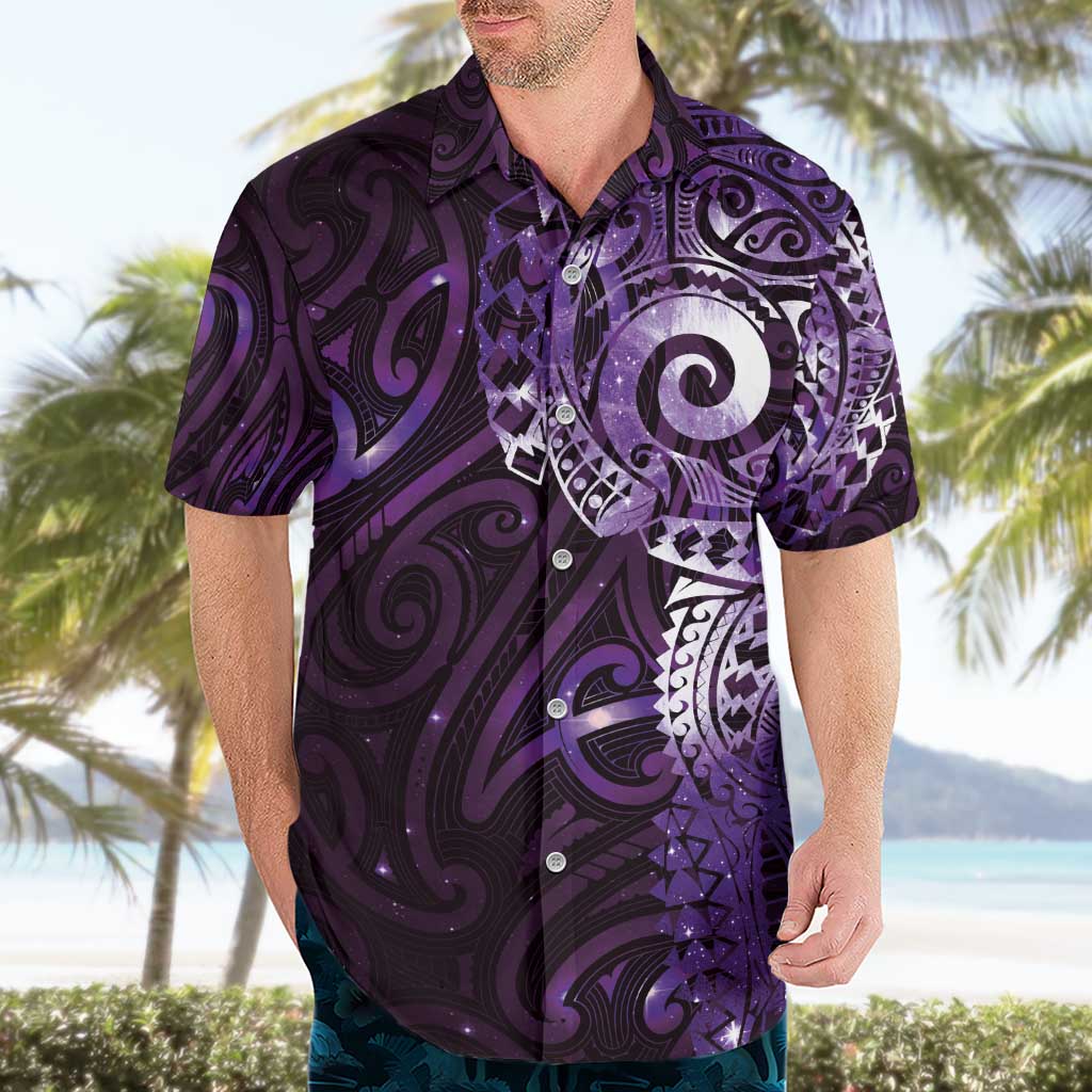 Matariki New Zealand Maori Koru Art Tattoo Hawaiian Shirt New Year Galaxy Purple Sky Style LT03 - Polynesian Pride