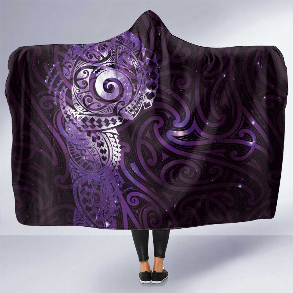Matariki New Zealand Maori Koru Art Tattoo Hooded Blanket New Year Galaxy Purple Sky Style LT03 One Size Purple - Polynesian Pride