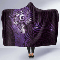Matariki New Zealand Maori Koru Art Tattoo Hooded Blanket New Year Galaxy Purple Sky Style LT03 One Size Purple - Polynesian Pride