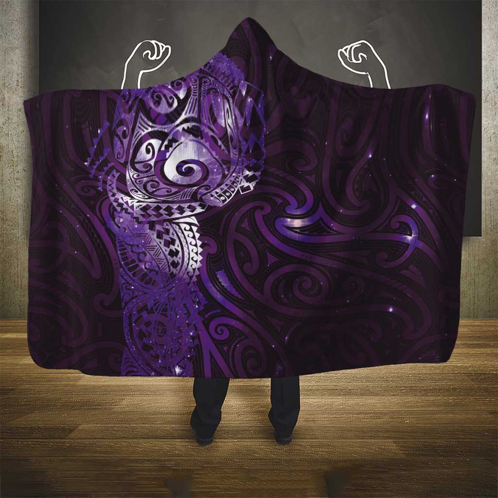 Matariki New Zealand Maori Koru Art Tattoo Hooded Blanket New Year Galaxy Purple Sky Style LT03 - Polynesian Pride