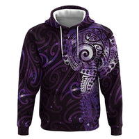 Matariki New Zealand Maori Koru Art Tattoo Hoodie New Year Galaxy Purple Sky Style LT03 Pullover Hoodie Purple - Polynesian Pride
