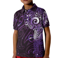 Matariki New Zealand Maori Koru Art Tattoo Kid Polo Shirt New Year Galaxy Purple Sky Style LT03 Kid Purple - Polynesian Pride