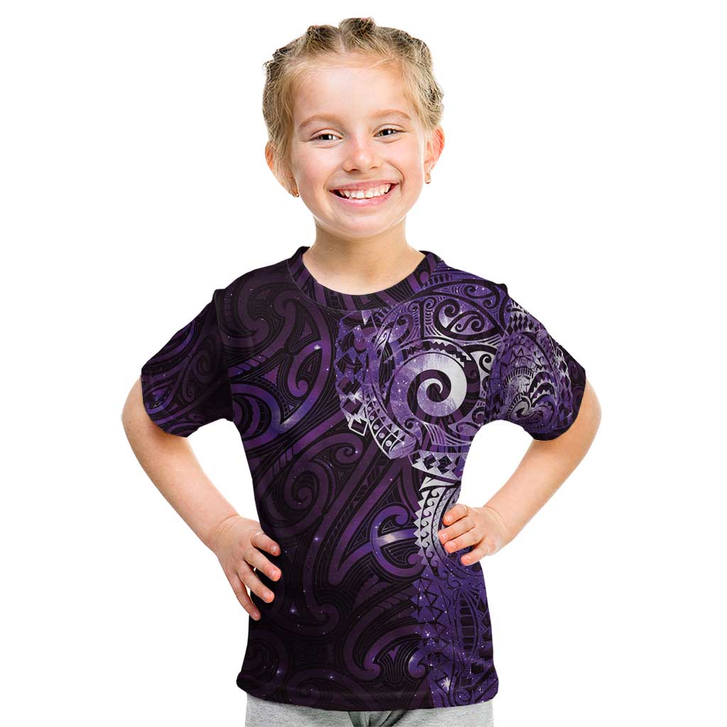 Matariki New Zealand Maori Koru Art Tattoo Kid T Shirt New Year Galaxy Purple Sky Style