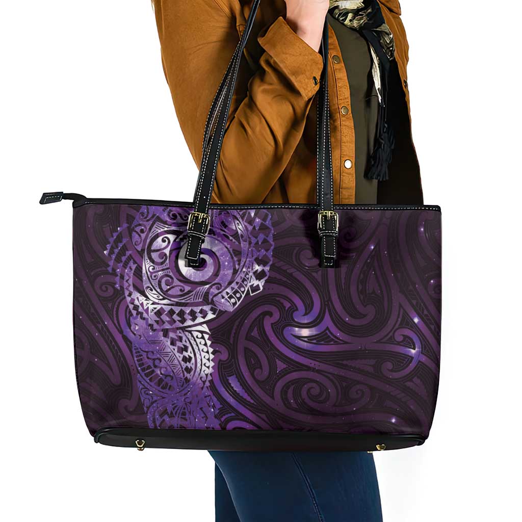 Matariki New Zealand Maori Koru Art Tattoo Leather Tote Bag New Year Galaxy Purple Sky Style LT03 - Polynesian Pride