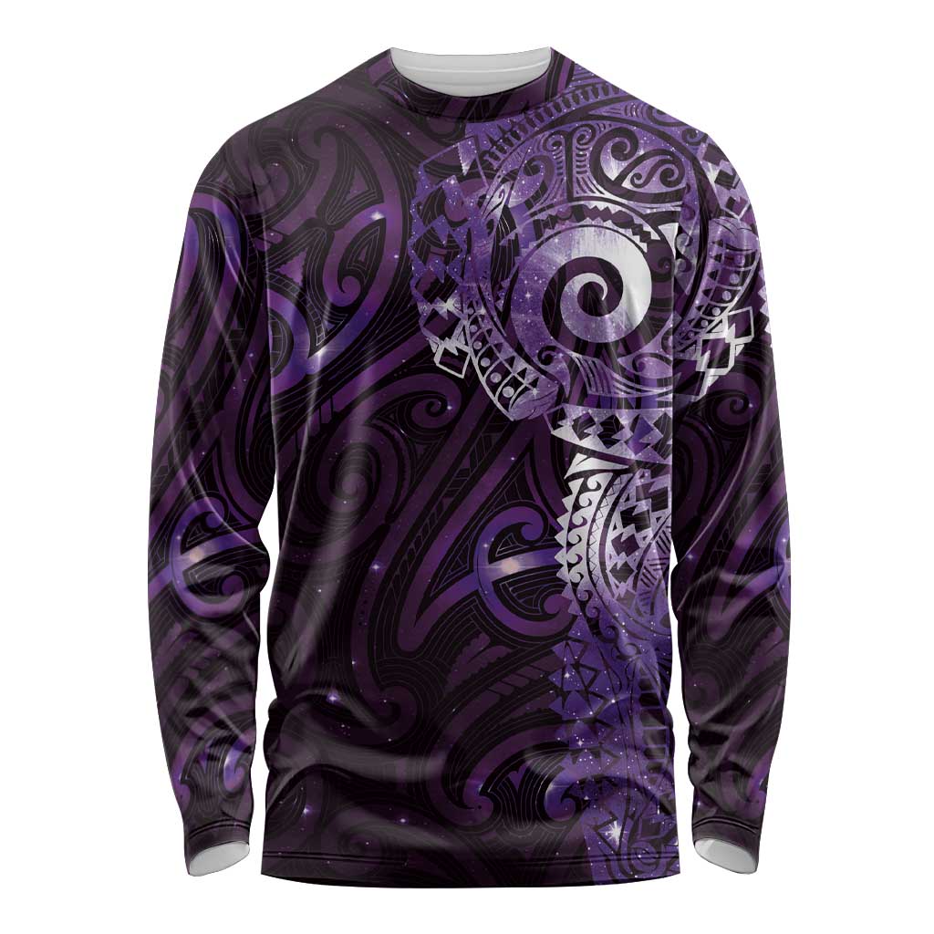 Matariki New Zealand Maori Koru Art Tattoo Long Sleeve Shirt New Year Galaxy Purple Sky Style LT03 Unisex Purple - Polynesian Pride