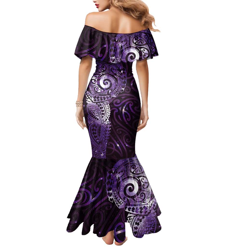 Matariki New Zealand Maori Koru Art Tattoo Mermaid Dress New Year Galaxy Purple Sky Style LT03 - Polynesian Pride