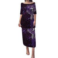 Matariki New Zealand Maori Koru Art Tattoo Puletasi New Year Galaxy Purple Sky Style LT03 Long Dress Purple - Polynesian Pride