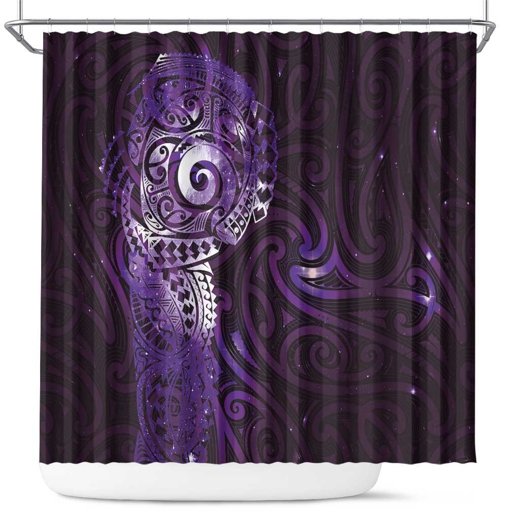 Matariki New Zealand Maori Koru Art Tattoo Shower Curtain New Year Galaxy Purple Sky Style LT03 Purple - Polynesian Pride