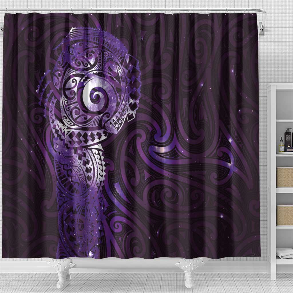 Matariki New Zealand Maori Koru Art Tattoo Shower Curtain New Year Galaxy Purple Sky Style LT03 - Polynesian Pride