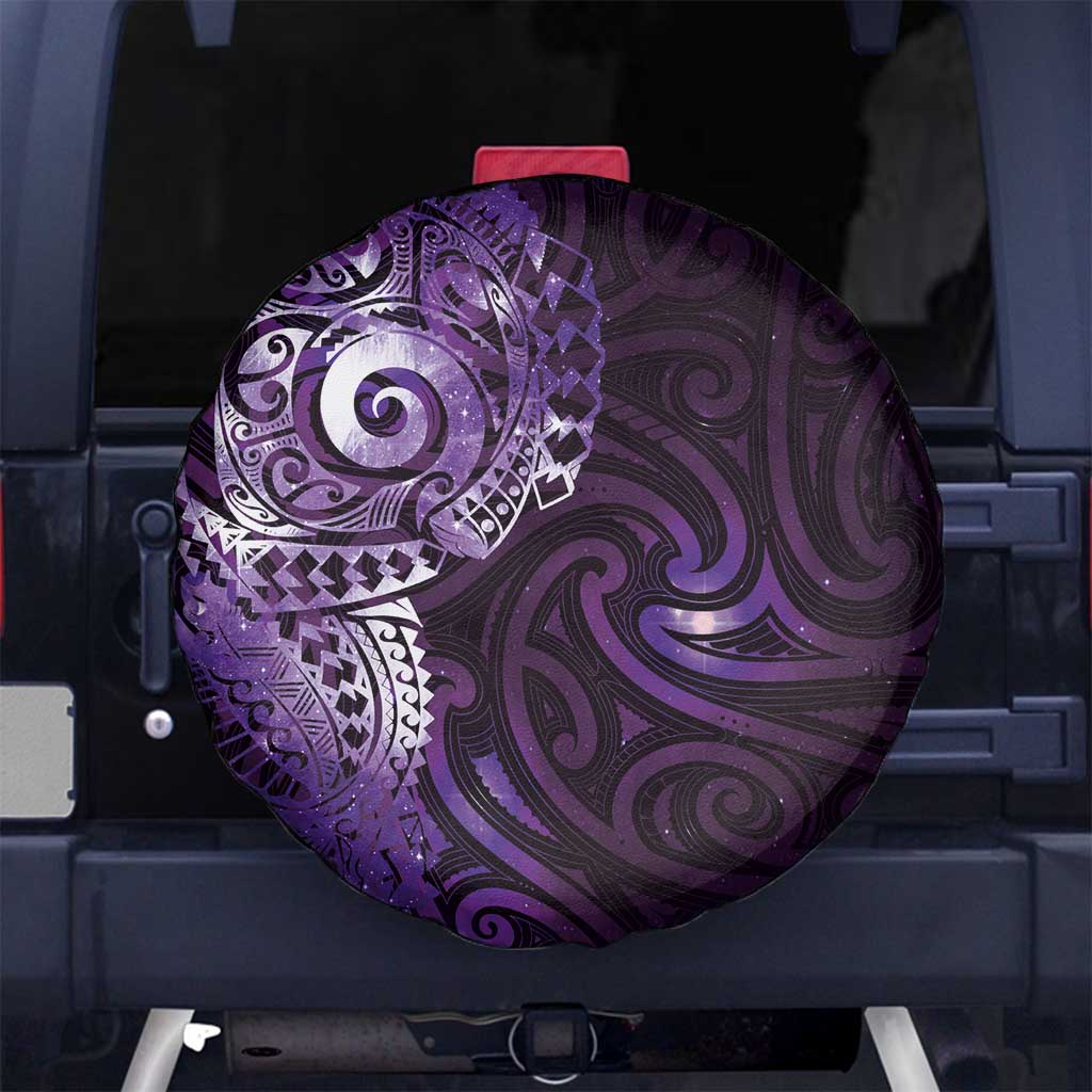 Matariki New Zealand Maori Koru Art Tattoo Spare Tire Cover New Year Galaxy Purple Sky Style LT03 No hole Purple - Polynesian Pride