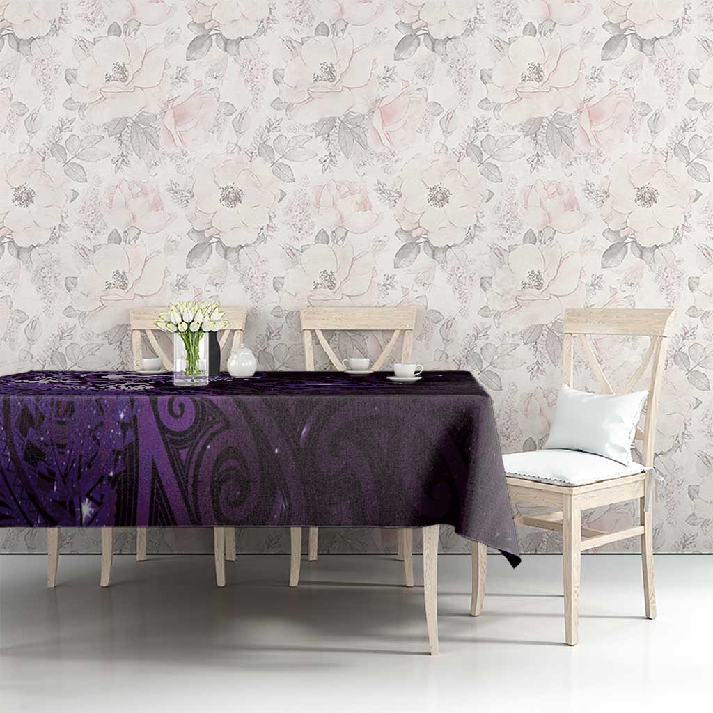 Matariki New Zealand Maori Koru Art Tattoo Tablecloth New Year Galaxy Purple Sky Style