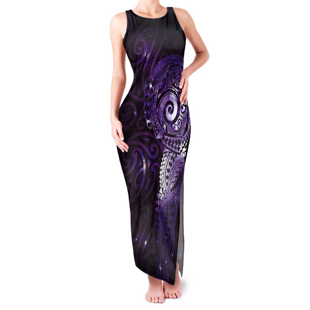Matariki New Zealand Maori Koru Art Tattoo Tank Maxi Dress New Year Galaxy Purple Sky Style LT03 Women Purple - Polynesian Pride
