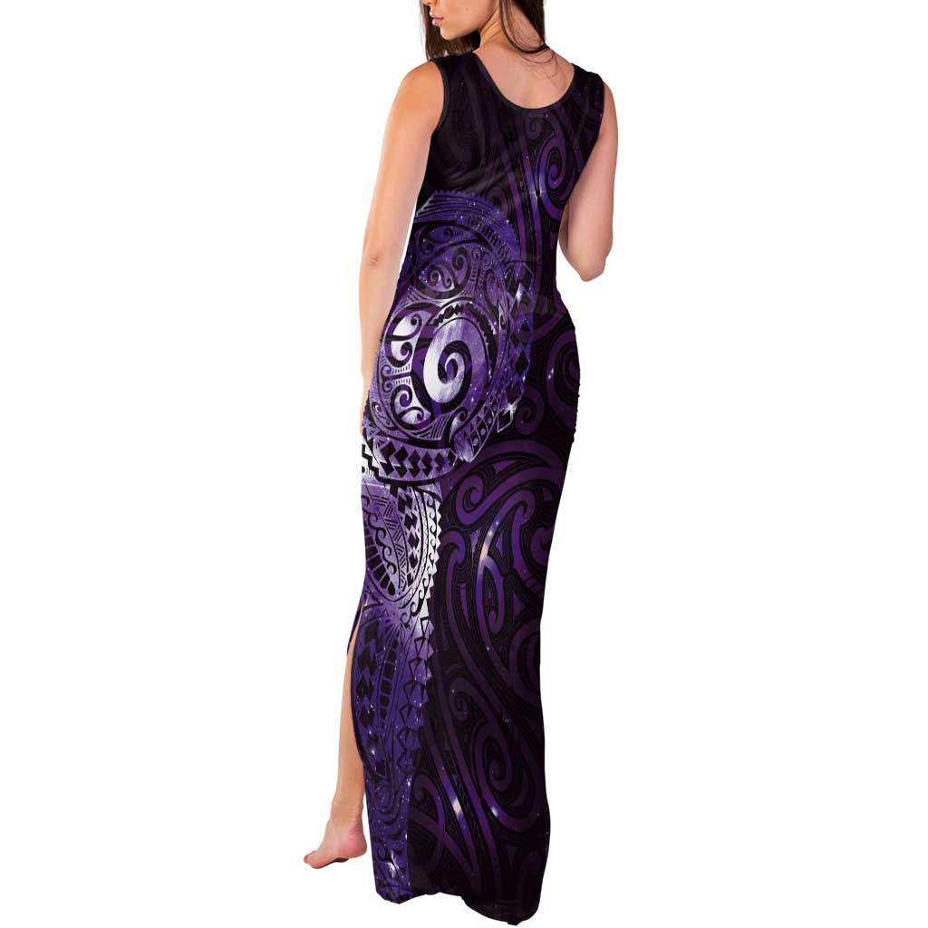 Matariki New Zealand Maori Koru Art Tattoo Tank Maxi Dress New Year Galaxy Purple Sky Style LT03 - Polynesian Pride