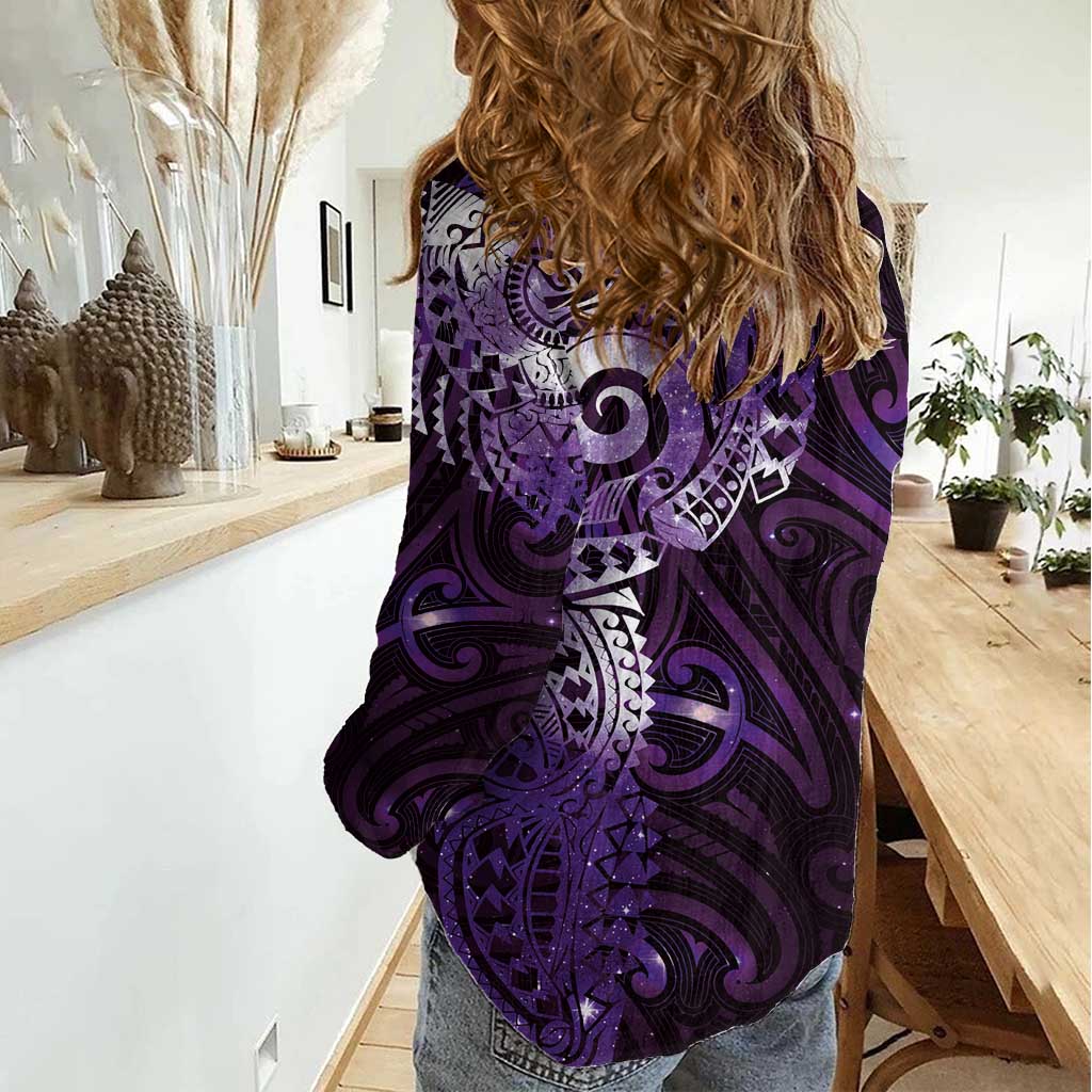Matariki New Zealand Maori Koru Art Tattoo Women Casual Shirt New Year Galaxy Purple Sky Style LT03 - Polynesian Pride