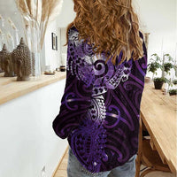 Matariki New Zealand Maori Koru Art Tattoo Women Casual Shirt New Year Galaxy Purple Sky Style LT03 - Polynesian Pride