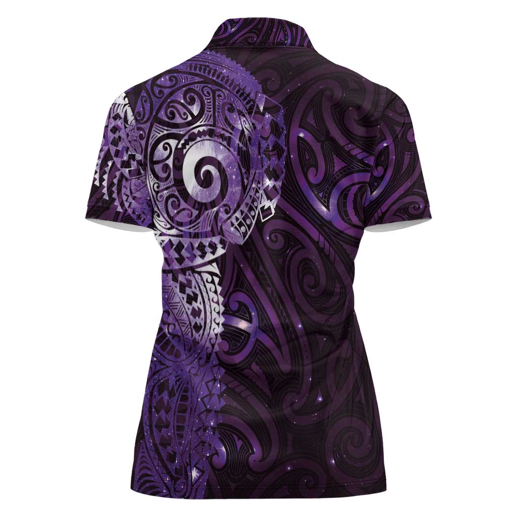 Matariki New Zealand Maori Koru Art Tattoo Women Polo Shirt New Year Galaxy Purple Sky Style LT03 - Polynesian Pride