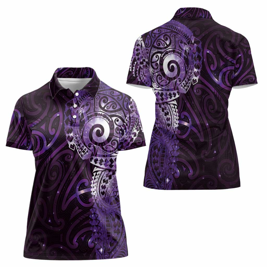 Matariki New Zealand Maori Koru Art Tattoo Women Polo Shirt New Year Galaxy Purple Sky Style LT03 - Polynesian Pride