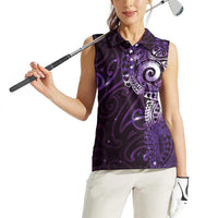 Matariki New Zealand Maori Koru Art Tattoo Women Sleeveless Polo Shirt New Year Galaxy Purple Sky Style LT03 - Polynesian Pride
