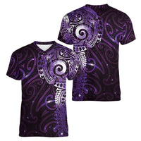 Matariki New Zealand Maori Koru Art Tattoo Women V-Neck T-Shirt New Year Galaxy Purple Sky Style LT03 - Polynesian Pride