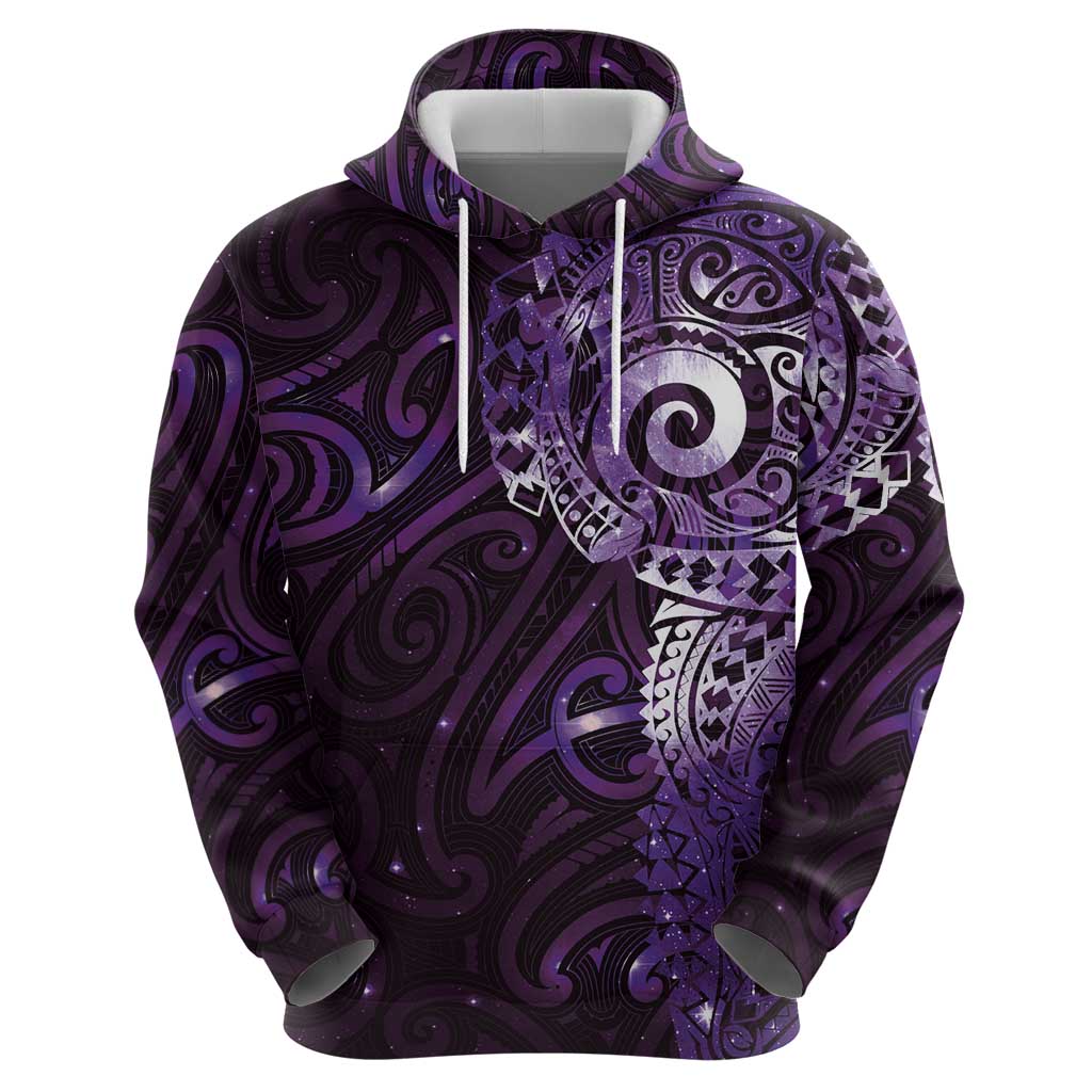 Matariki New Zealand Maori Koru Art Tattoo Zip Hoodie New Year Galaxy Purple Sky Style LT03 - Polynesian Pride