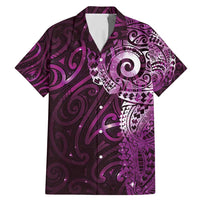 Matariki New Zealand Maori Koru Art Tattoo Family Matching Mermaid Dress and Hawaiian Shirt New Year Galaxy Pink Sky Style LT03 Dad's Shirt - Short Sleeve Pink - Polynesian Pride