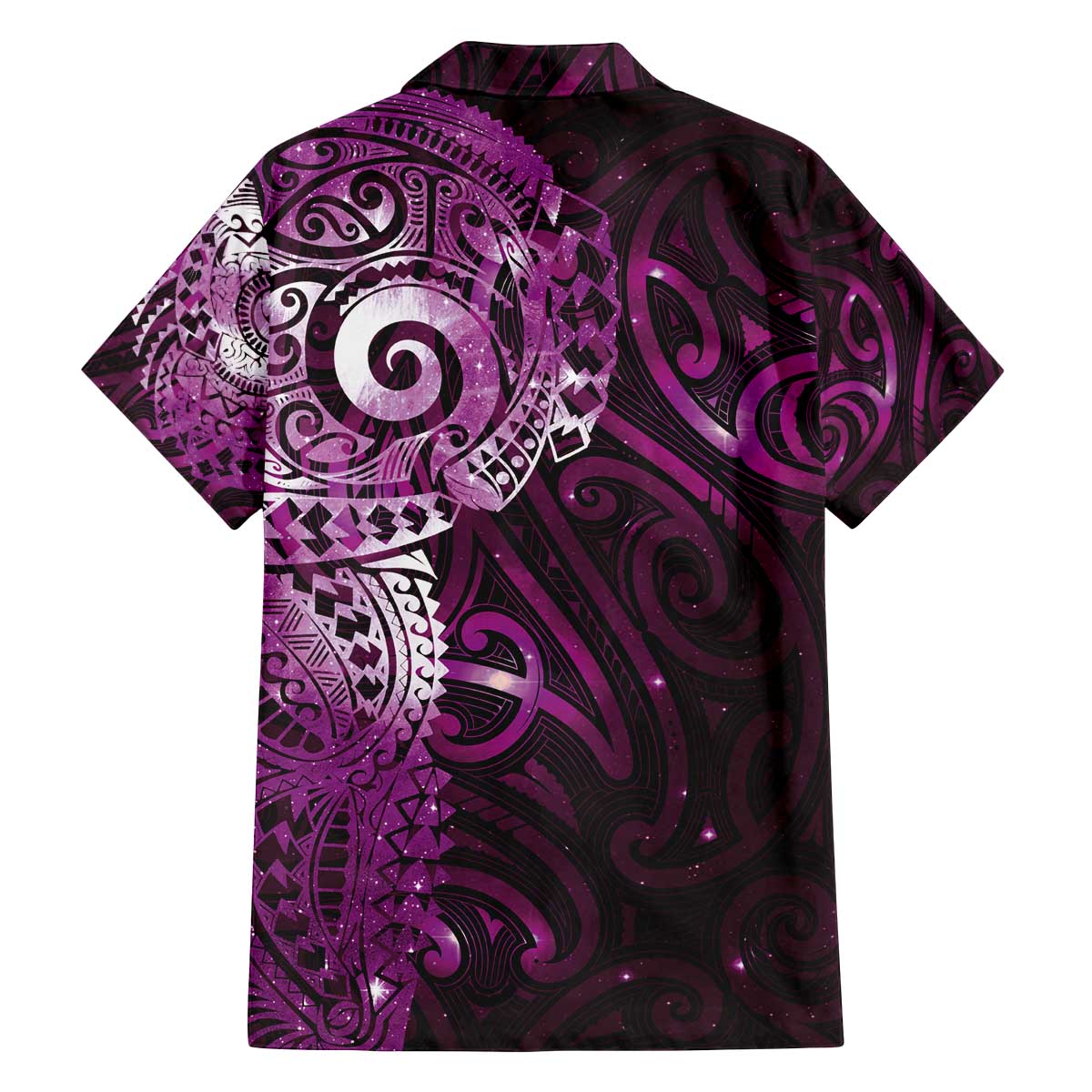 Matariki New Zealand Maori Koru Art Tattoo Family Matching Off The Shoulder Long Sleeve Dress and Hawaiian Shirt New Year Galaxy Pink Sky Style LT03 - Polynesian Pride
