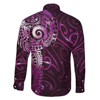 Matariki New Zealand Maori Koru Art Tattoo Family Matching Off Shoulder Maxi Dress and Hawaiian Shirt New Year Galaxy Pink Sky Style LT03 - Polynesian Pride