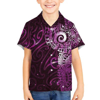 Matariki New Zealand Maori Koru Art Tattoo Family Matching Summer Maxi Dress and Hawaiian Shirt New Year Galaxy Pink Sky Style LT03 Son's Shirt Pink - Polynesian Pride